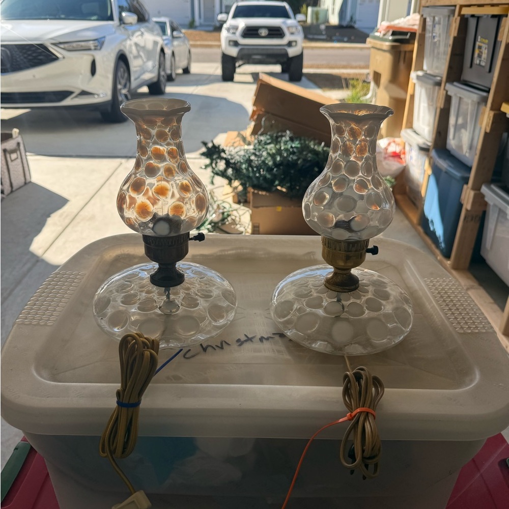 Fenton Glass Lamp Pair - Picture 3 of 3